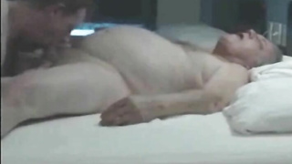 Grandpa Bill and I play in a motel room