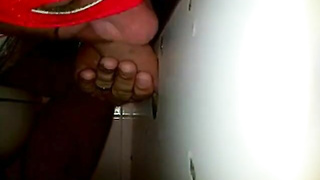 Glory hole cock sucking with cum swallow..