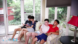 NastyTwinks – TV and Chill – Caxh Young, Jason Strong, Robin Knight and Myott Hunter